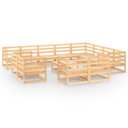 vidaXL Juego de muebles de jardín 13 piezas madera maciza de pino