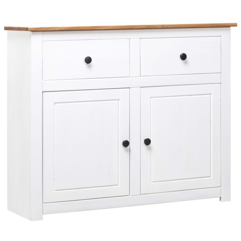 vidaXL Aparador de madera maciza pino estilo Panamá blanco 93x40x80 cm vidaXL Aparador de madera maciza pino estilo Panamá blanco 93x40x80 cm