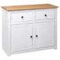 vidaXL Aparador de madera maciza pino estilo Panamá blanco 93x40x80 cm vidaXL Aparador de madera maciza pino estilo Panamá blanco 93x40x80 cm