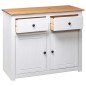 vidaXL Aparador de madera maciza pino estilo Panamá blanco 93x40x80 cm vidaXL Aparador de madera maciza pino estilo Panamá blanco 93x40x80 cm