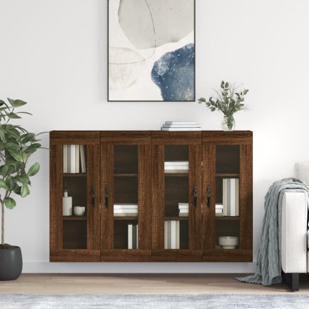 vidaXL Armarios de pared 2 uds madera de ingeniería marrón roble