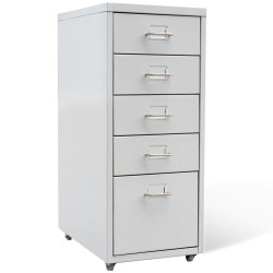 vidaXL Armario archivador 5 cajones acero gris 68,5 cm