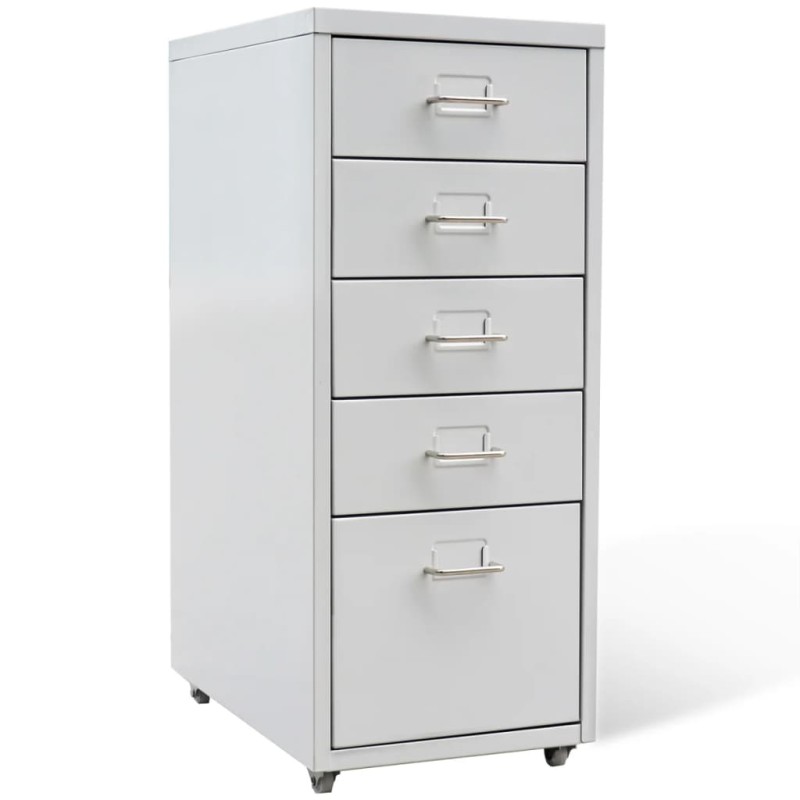 vidaXL Armario archivador 5 cajones acero gris 68,5 cm