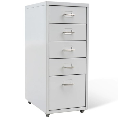 vidaXL Armario archivador 5 cajones acero gris 68,5 cm