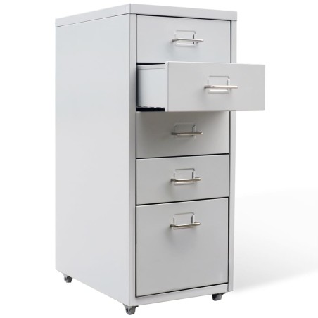 vidaXL Armario archivador 5 cajones acero gris 68,5 cm