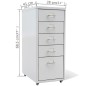 vidaXL Armario archivador 5 cajones acero gris 68,5 cm