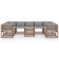 vidaXL Juego de muebles de jardín 10 piezas con cojines grises vidaXL Juego de muebles de jardín 10 piezas con cojines grises