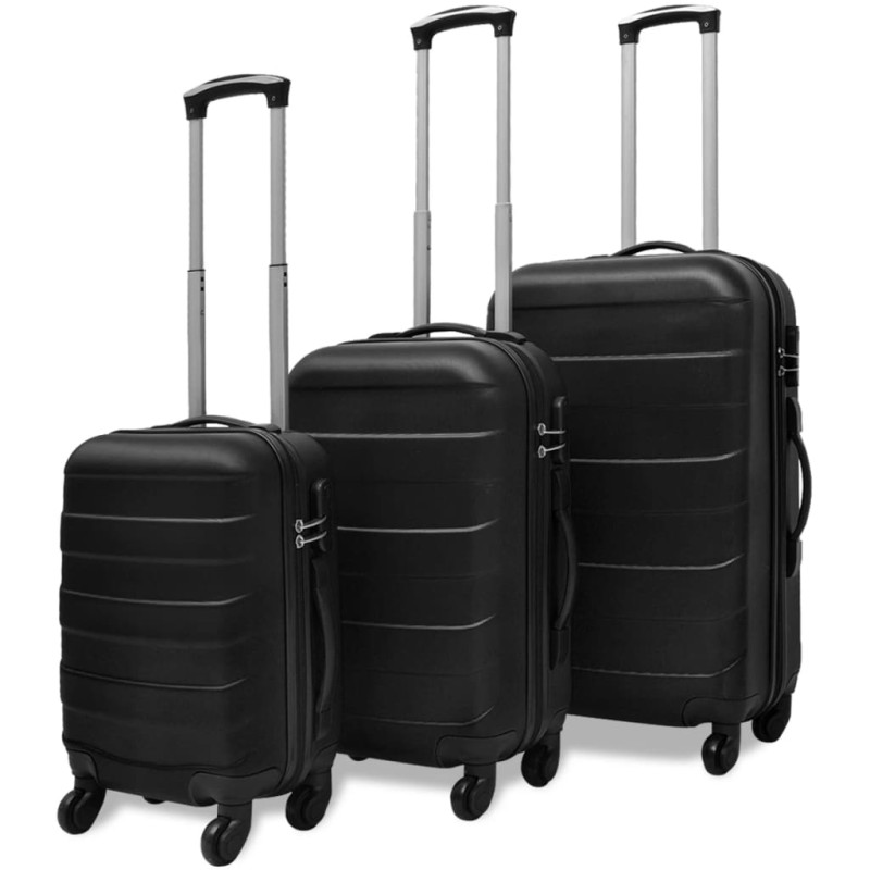 vidaXL Juego de maletas trolley rígidas 3 piezas negro 45,5/55/66 cm vidaXL Juego de maletas trolley rígidas 3 piezas negro 45,5/55/66 cm