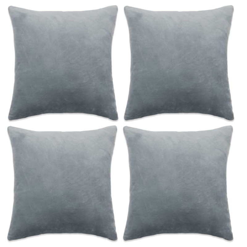 vidaXL Fundas de cojín de tela 40x40 cm gris 4 unidades