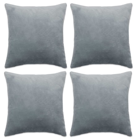 vidaXL Fundas de cojín de tela 40x40 cm gris 4 unidades