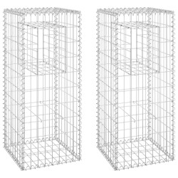 vidaXL Cestas postes de gaviones 2 unidades hierro 40x40x100 cm