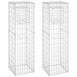 vidaXL Cestas postes de gaviones 2 unidades hierro 40x40x140 cm