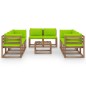 vidaXL Juego de muebles de jardín 9 piezas con cojines verde brillante vidaXL Juego de muebles de jardín 9 piezas con cojines verde brillante