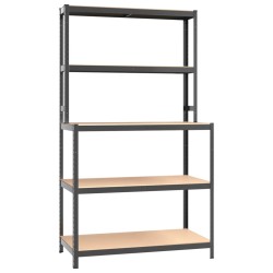 vidaXL Mesa de trabajo con estantes 5 niveles madera y acero antracita