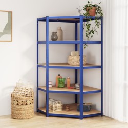 vidaXL Estantería esquina 5 niveles madera contrachapada y acero azul