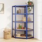 vidaXL Estantería esquina 5 niveles madera contrachapada y acero azul vidaXL Estantería esquina 5 niveles madera contrachapada y acero azul