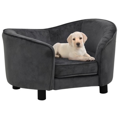 vidaXL Sofá para perros felpa gris oscuro 69x49x40 cm