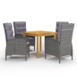 vidaXL Juego de comedor de jardín de 5 piezas gris vidaXL Juego de comedor de jardín de 5 piezas gris