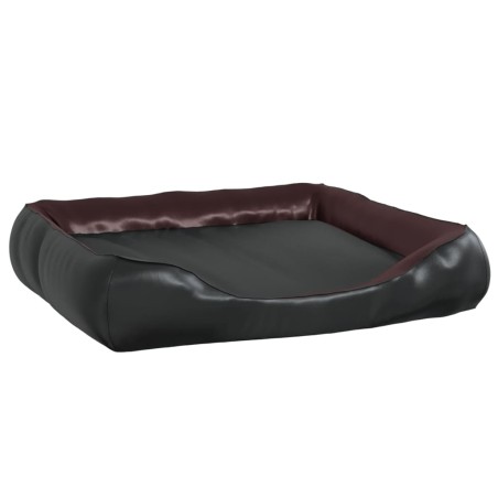 vidaXL Cama para perros de cuero sintético negro y marrón 105x80x25 cm
