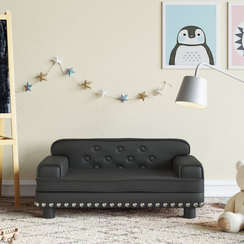 vidaXL Sofá para niños de cuero sintético negro 70x45x30 cm vidaXL Sofá para niños de cuero sintético negro 70x45x30 cm