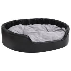 vidaXL Cama para perros felpa y cuero sintético negro gris 99x89x21 cm