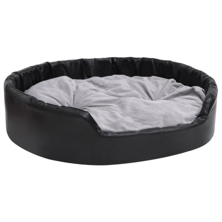 vidaXL Cama para perros felpa y cuero sintético negro gris 99x89x21 cm