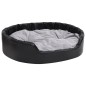 vidaXL Cama para perros felpa y cuero sintético negro gris 99x89x21 cm