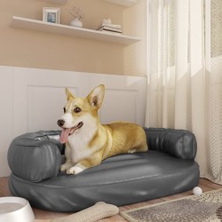 vidaXL Cama para perros de espuma cuero sintético gris 88x65 cm