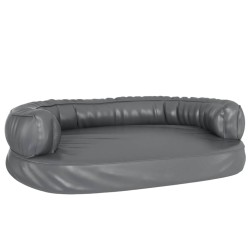 vidaXL Cama para perros de espuma cuero sintético gris 88x65 cm