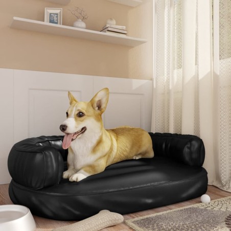 vidaXL Cama para perros de espuma cuero sintético negro 88x65 cm
