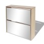 vidaXL Mueble zapatero 2 compartimentos espejo color roble 63x17x67cm vidaXL Mueble zapatero 2 compartimentos espejo color roble 63x17x67cm
