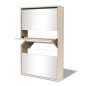vidaXL Mueble zapatero 3 compartimentos espejo roble 63x17x102,5 cm vidaXL Mueble zapatero 3 compartimentos espejo roble 63x17x102,5 cm
