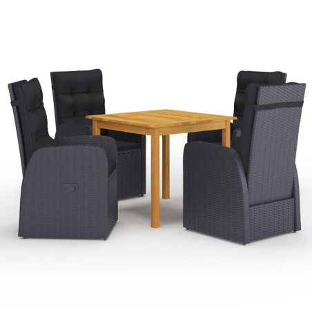 vidaXL Juego de comedor para jardín 5 piezas negro