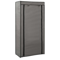 vidaXL Mueble zapatero con funda de tela gris 58x28x106 cm
