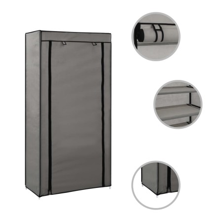 vidaXL Mueble zapatero con funda de tela gris 58x28x106 cm