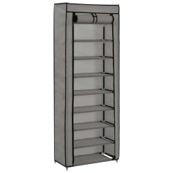 vidaXL Mueble zapatero de tela con funda gris 57x29x162 cm