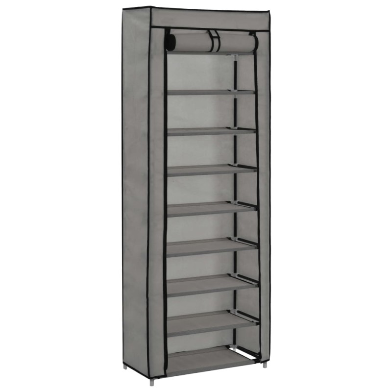 vidaXL Mueble zapatero de tela con funda gris 57x29x162 cm