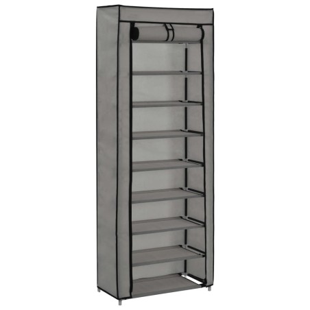 vidaXL Mueble zapatero de tela con funda gris 57x29x162 cm
