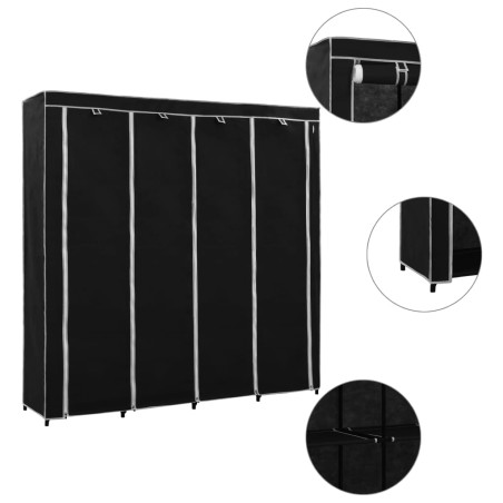 vidaXL Armario con 4 compartimentos negro 175x45x170 cm