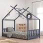 vidaXL Estructura de cama infantil madera maciza pino gris 90x200 cm