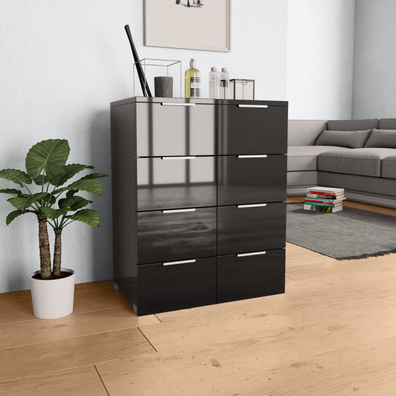 vidaXL Aparador de madera de ingeniería negro brillante 60x35x80 cm vidaXL Aparador de madera de ingeniería negro brillante 60x35x80 cm