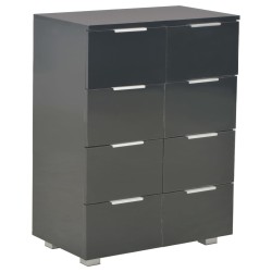 vidaXL Aparador de madera de ingeniería negro brillante 60x35x80 cm
