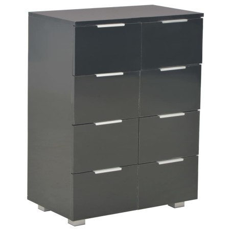 vidaXL Aparador de madera de ingeniería negro brillante 60x35x80 cm