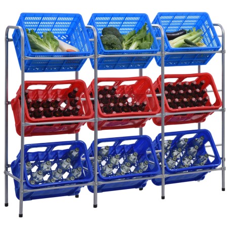 vidaXL Estantería almacenaje para 9 cajas acero plateado 145x33x116 cm