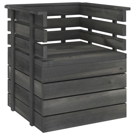 vidaXL Sillón de jardín de madera maciza de pino gris oscuro
