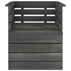 vidaXL Sillón de jardín de madera maciza de pino gris oscuro
