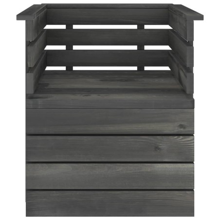 vidaXL Sillón de jardín de madera maciza de pino gris oscuro