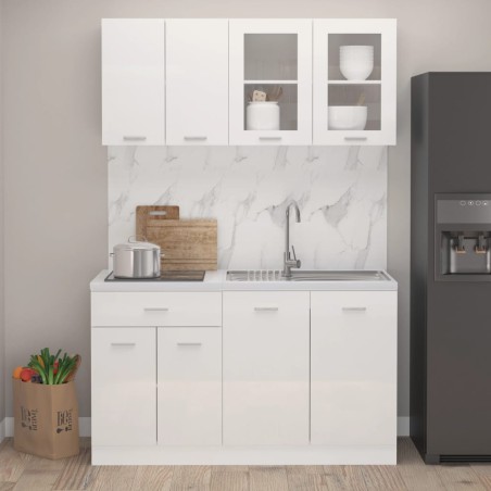vidaXL Juego muebles de cocina 4 pzas madera ingeniería blanco brillo