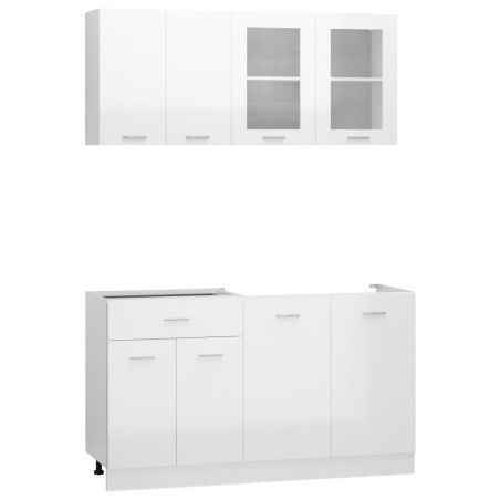 vidaXL Juego muebles de cocina 4 pzas madera ingeniería blanco brillo
