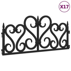 vidaXL Borduras de jardín 17 unidades PP negro 10 m